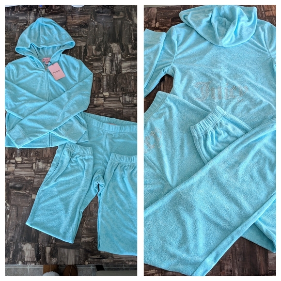Juicy Couture 💎 Y2K Rhinestone Crystal Blue Tracksuit, Terry (Medium) - Picture 5 of 16